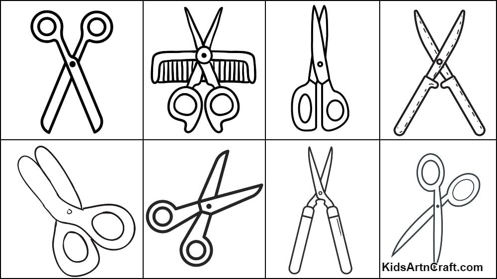 Scissors coloring pages for kids â free printable
