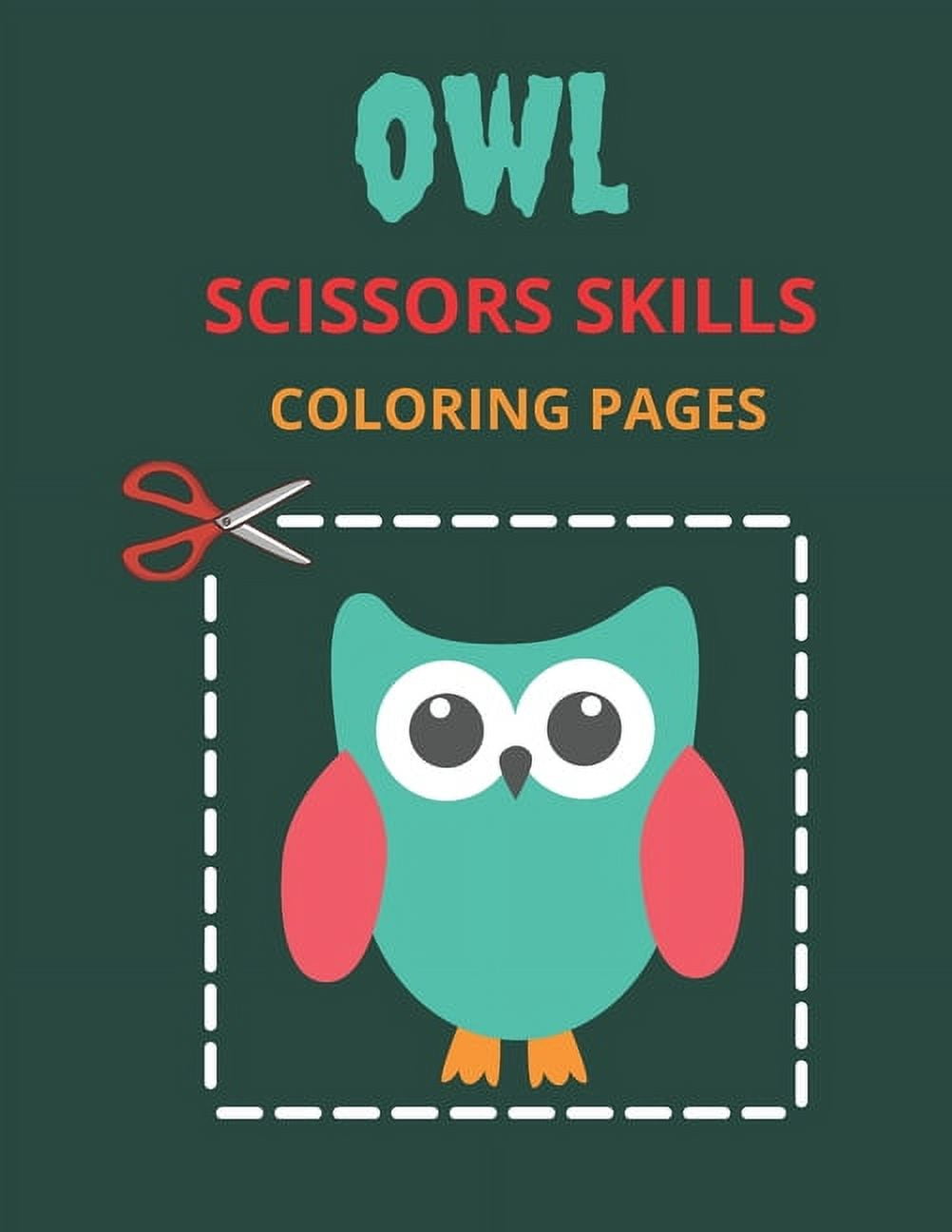 Owl scissors skills coloring pages color cut out and glue exercise book for kids ages