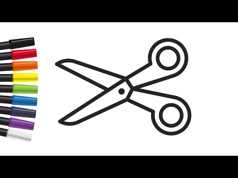 Scissors coloring page activity for toddlers and kids stationery items coloring book activity