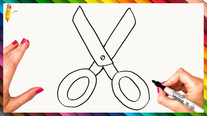 How to color scissors teach drawing for kids and toddlers coloring page video