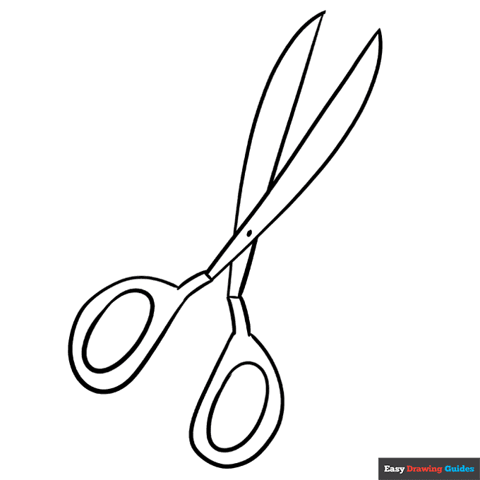 Scissors coloring page easy drawing guides