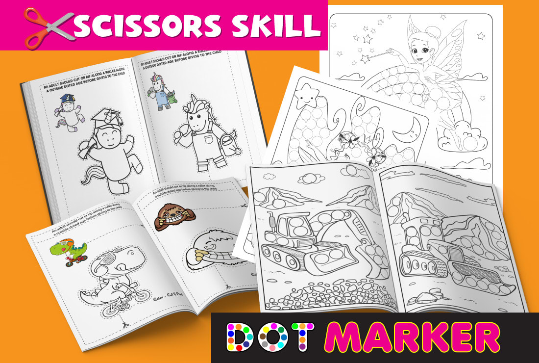 Make scissors skill dot marker coloring book pages for kdp interior by graphictech