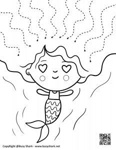 Mermaid scissors skills coloring pages