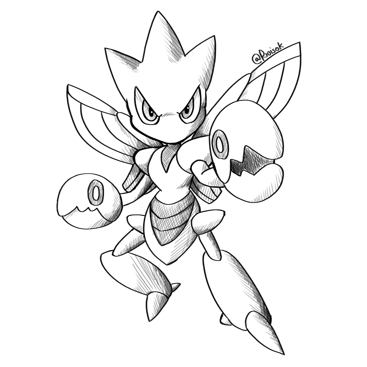 Nuki on x doodle a day inktober metal boog scizor pokemon httpstcozejsrob x