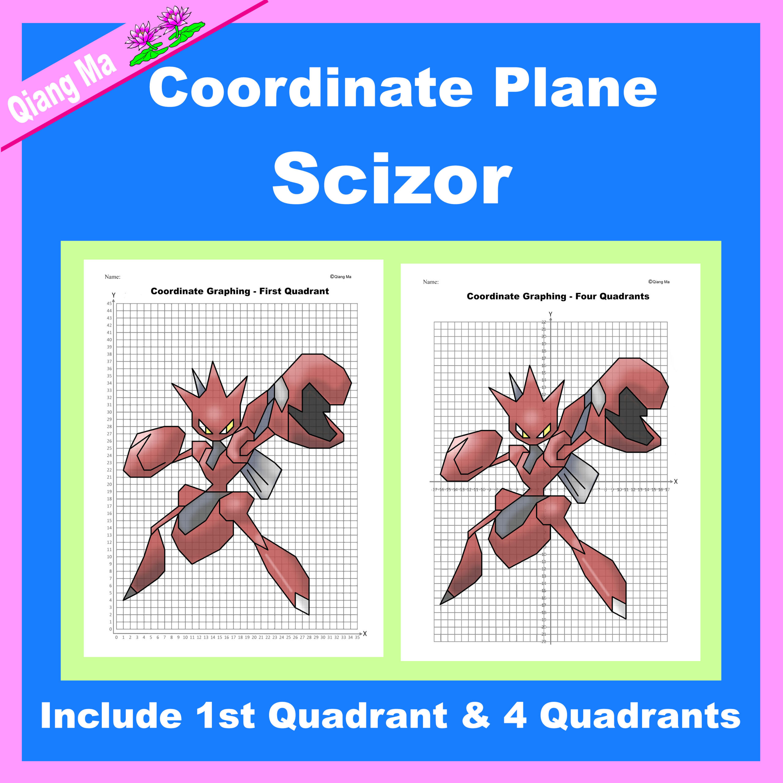 Pokemon coordinate plane graphing picture scizor made by teachers