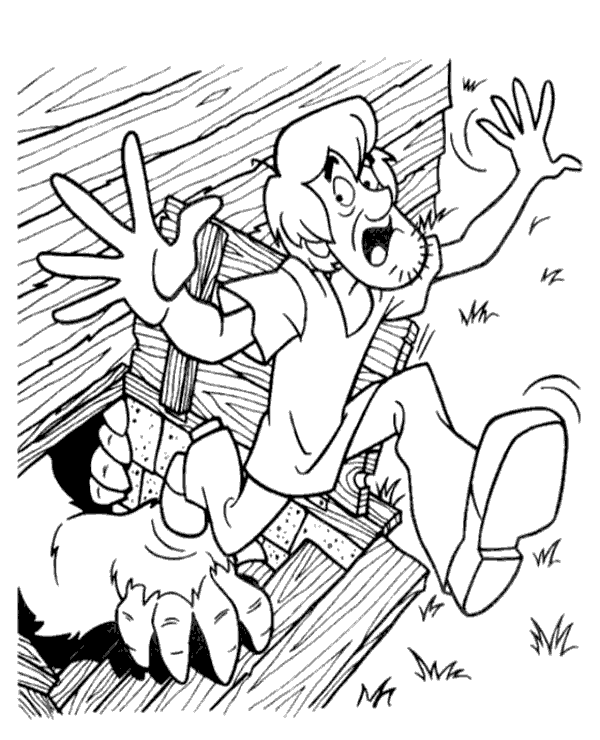 Funny shaggy coloring page to print