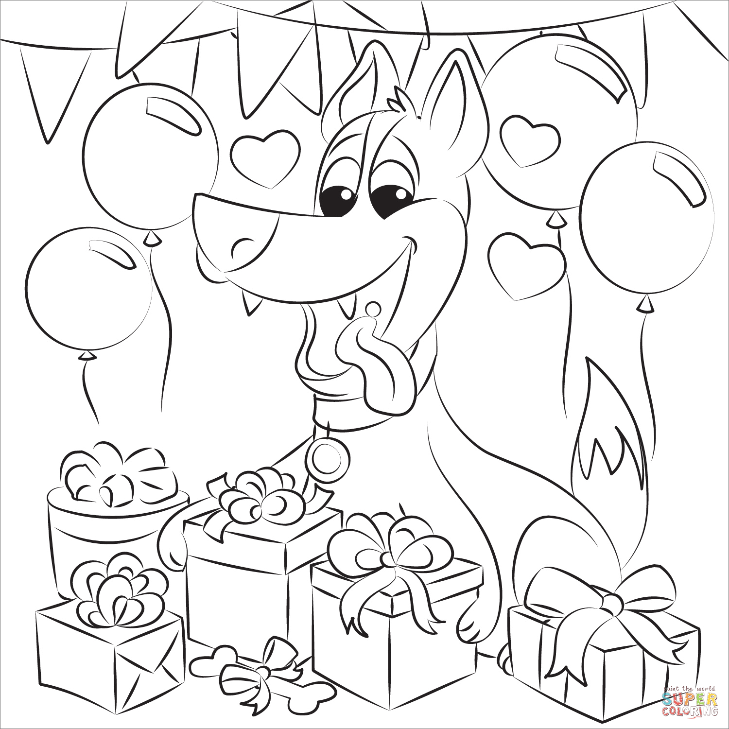 Dogs birthday coloring page free printable coloring pages