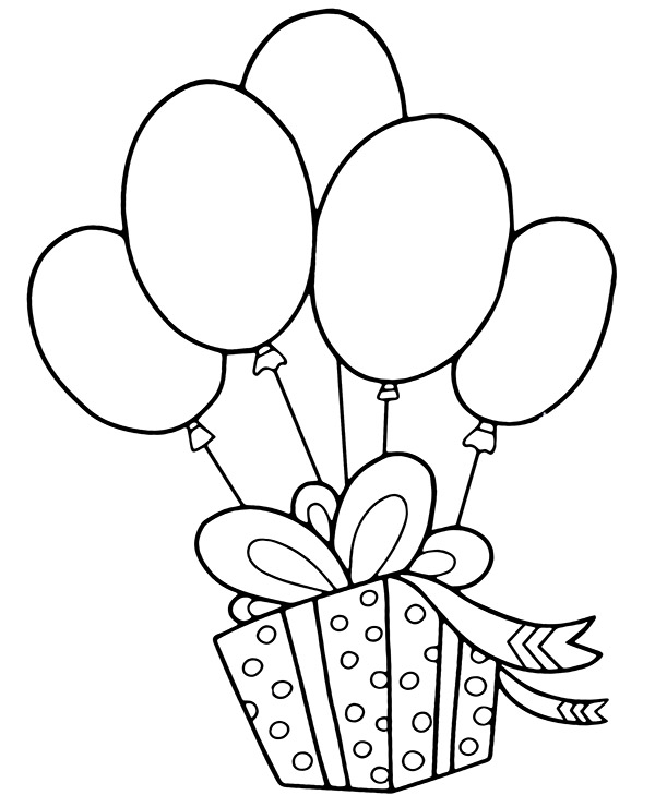 Gifts balloons coloring page sheet