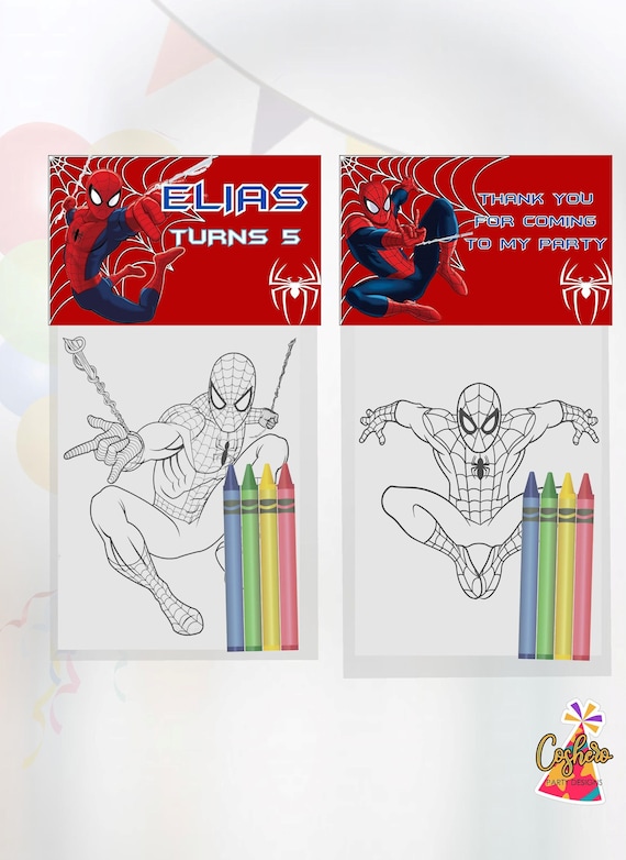 Spiderman spiderman mini coloring pages and crayons spiderman birthday party favors spiderman party supplies spiderman coloring book