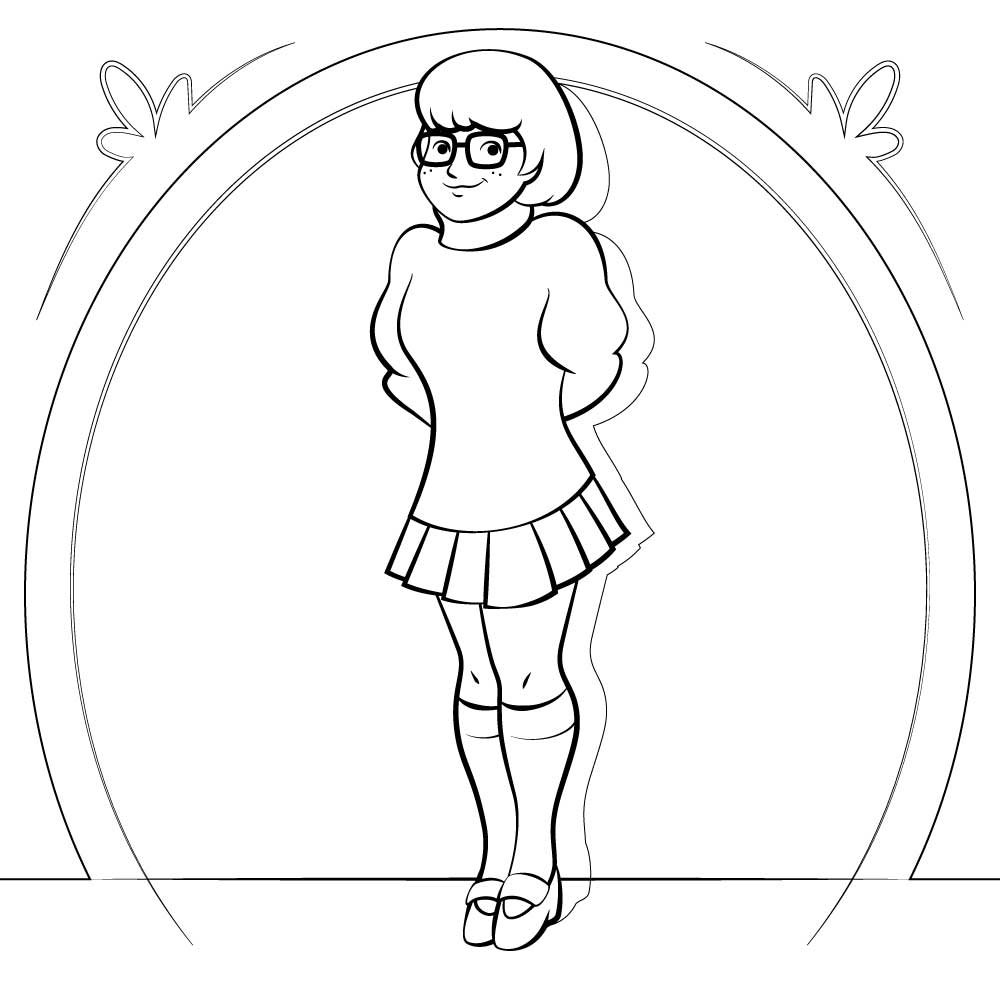 Scooby doo velma cartoon black and white vector free download