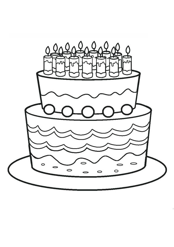 Coloring pages birthday cake coloring page