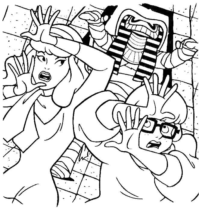 Online coloring pages coloring page daphne and velma n away from pharaoh scooby doo download print coloring page