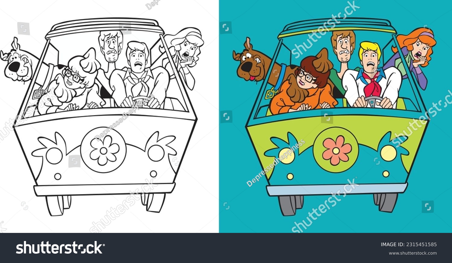 Scooby doo black white vector illustration stock vector royalty free