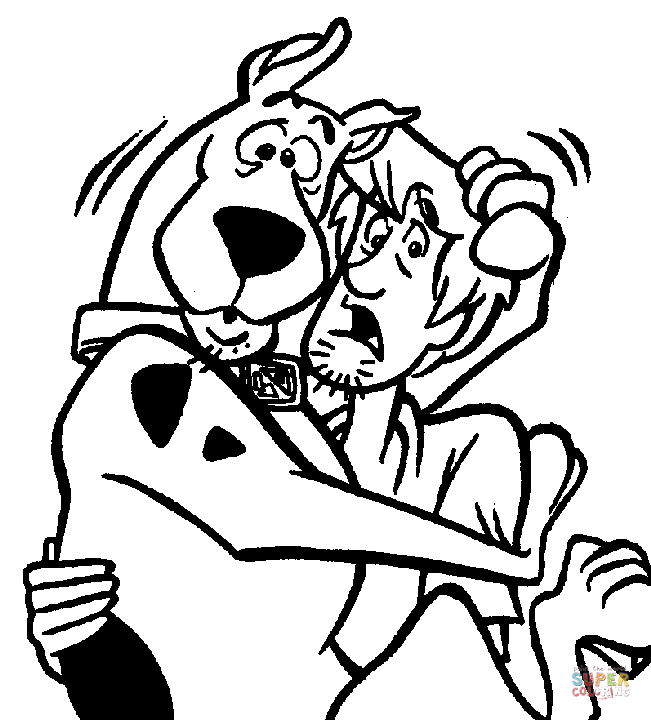 Scooby doo and shaggy are scared coloring page free printable coloring pages