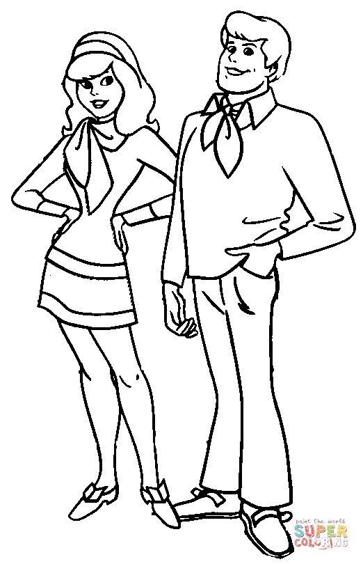 Daphne and freddy coloring page free printable coloring pages