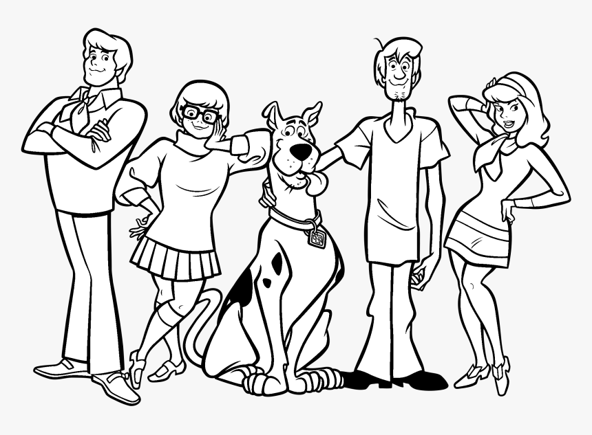 Transparent scooby doo clipart black and white