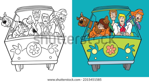 Scooby doo black white vector illustration stock vector royalty free