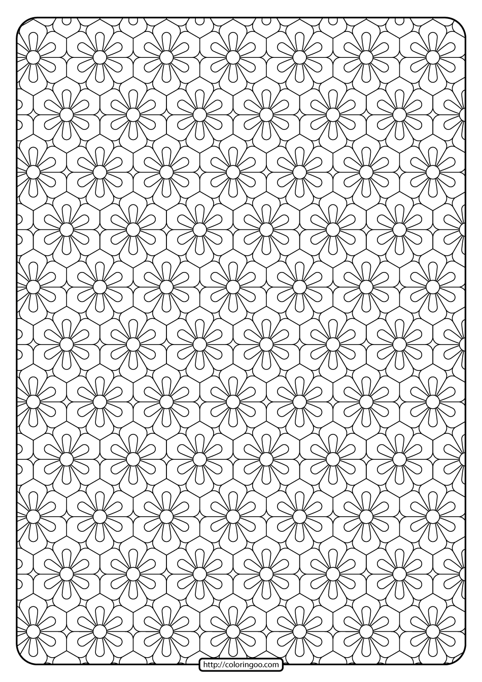 Printable flower geometric pattern coloring page