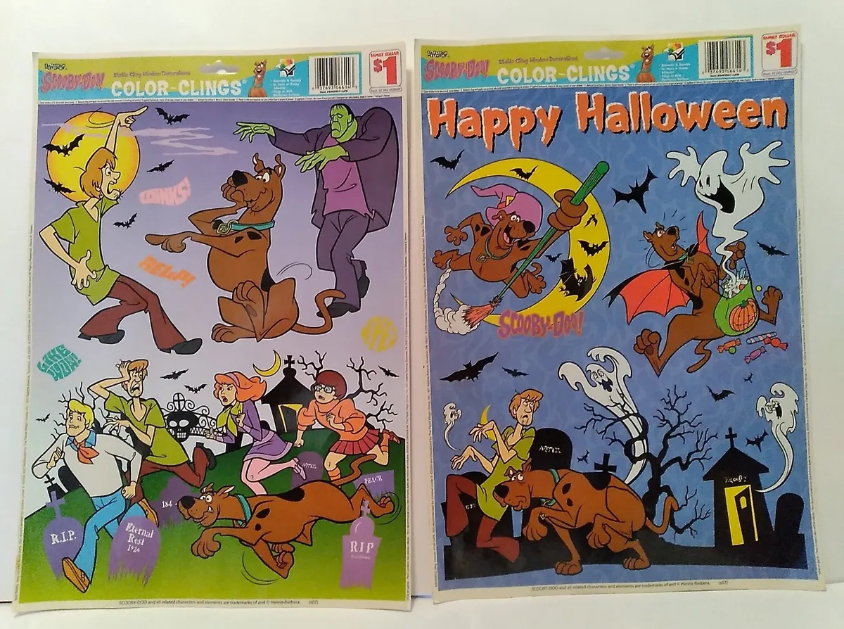 Scooby doo window color clings vintage halloween reusable cartoon network