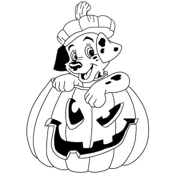 Dalmatian in pumpkin dalmatians digital files svgpdfpngjpeg halloween coloring pagehalloween coloring page