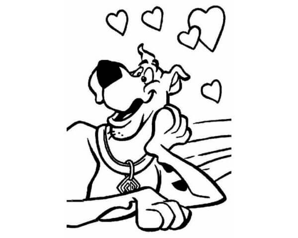 Scooby is a very amorous dog coloring page