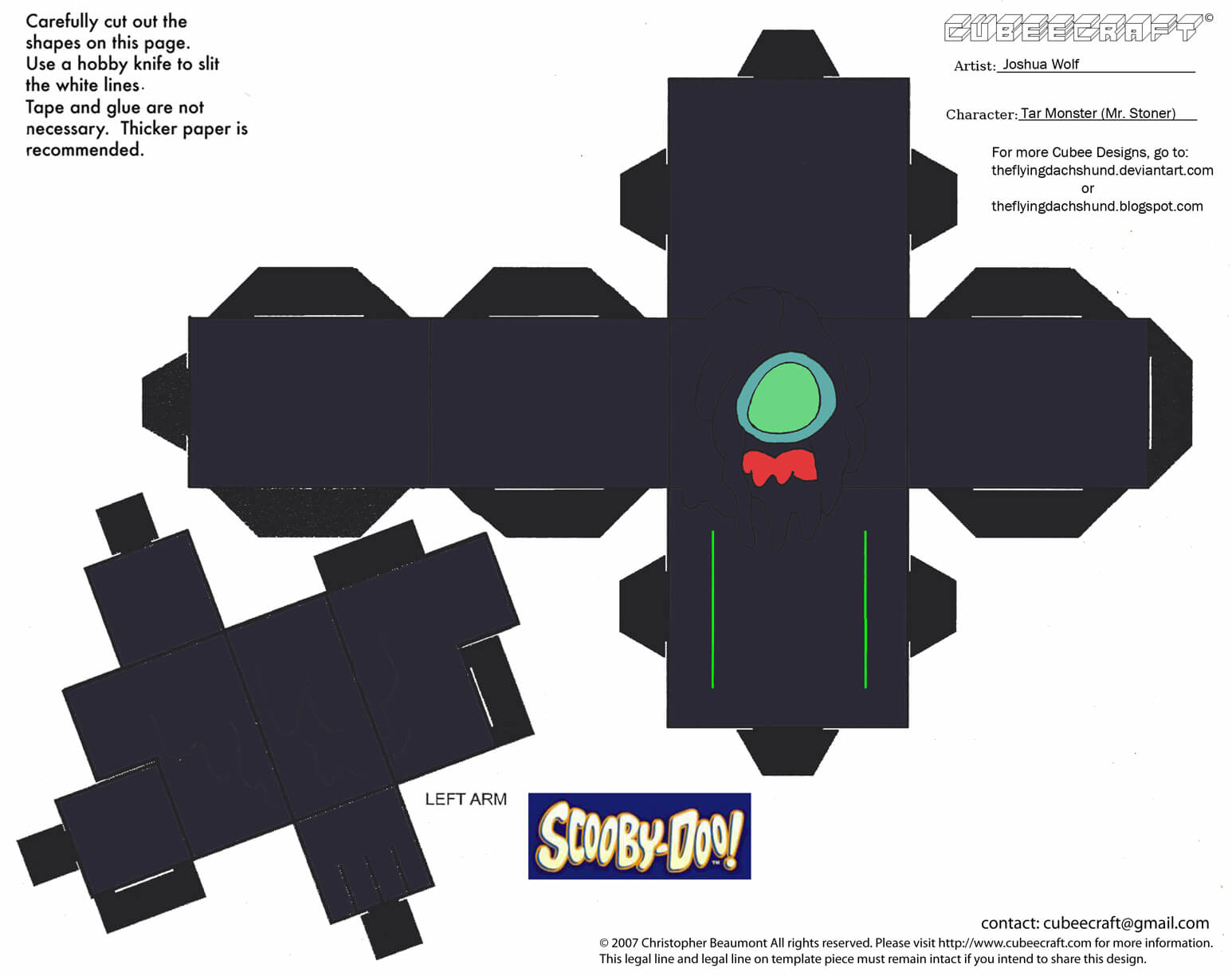 Tar monster paper toy free printable papercraft templates