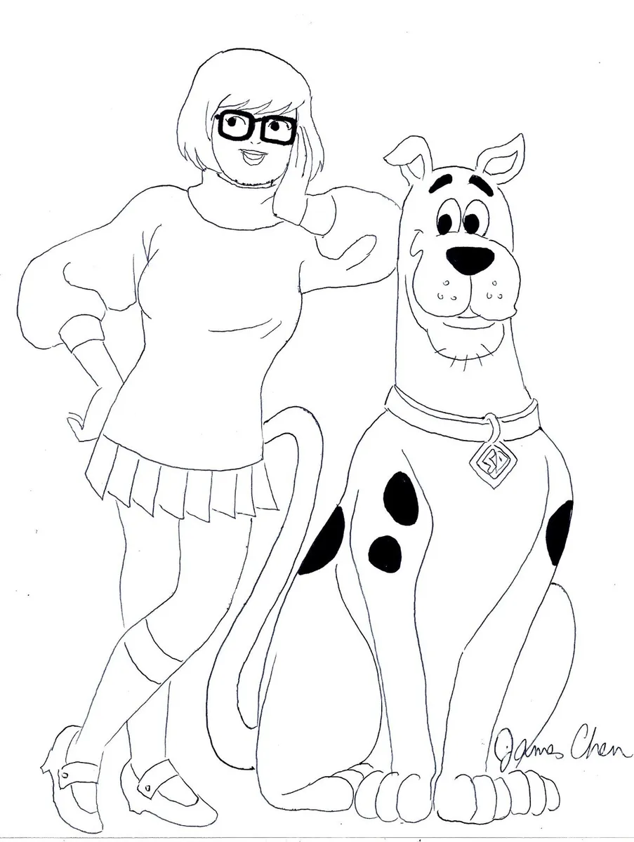 Velma scooby doo original comic art black ink sketch