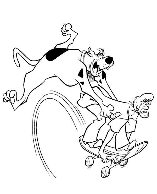 Funny scooby doo shaggy coloring page