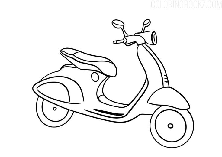 Scooter motorcycle coloring page