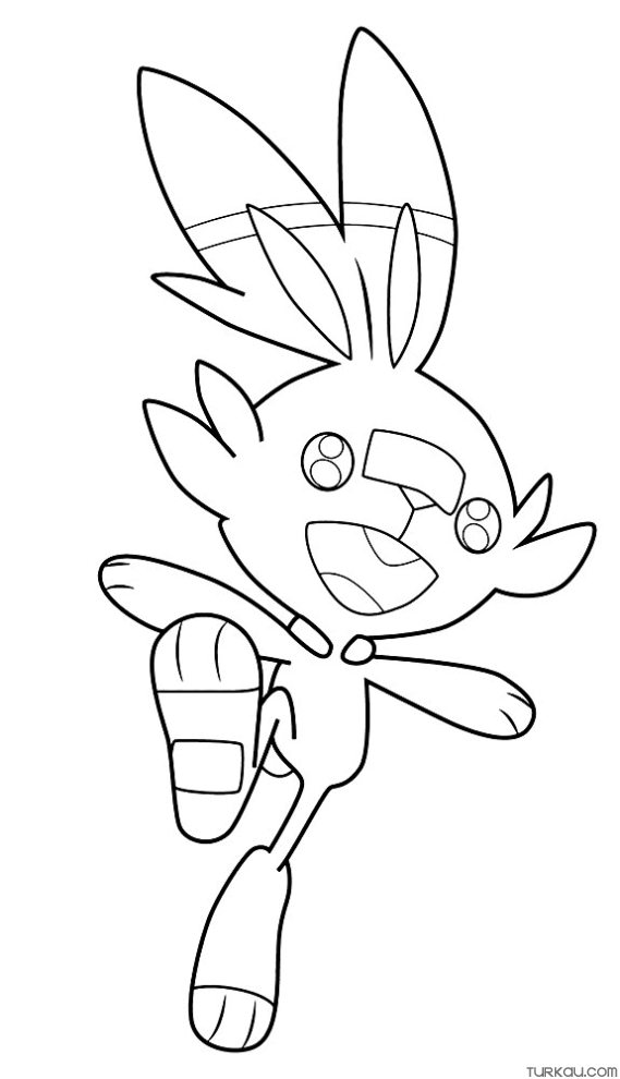 Pokemon scorbunny coloring page