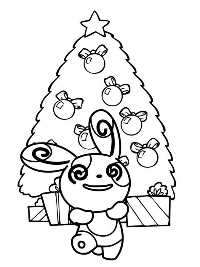 Pokemon christmas coloring page printable for free download