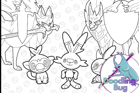 Pokemon sword shield colouring page