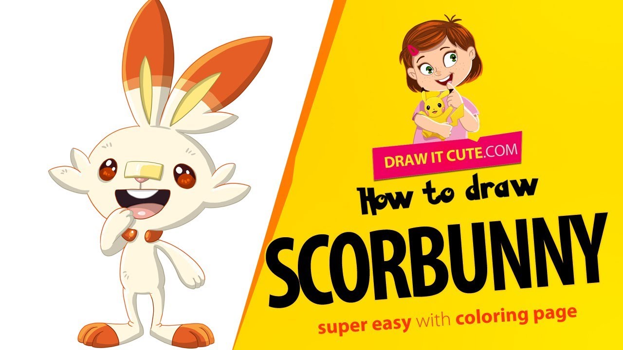 How to draw scorbunny pokemon super easy with coloring page