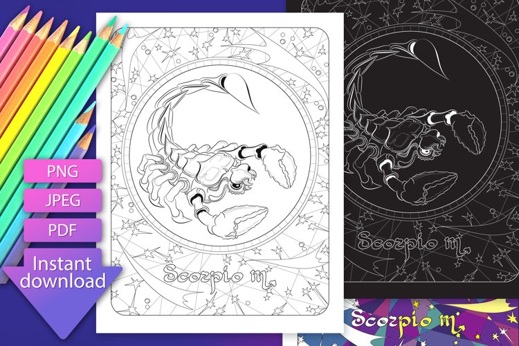 Scorpio zodiac sign astrology printable coloring pages