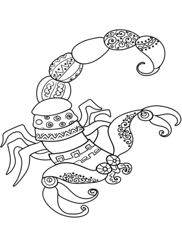 Scorpio zodiac sign coloring page free printable coloring pages