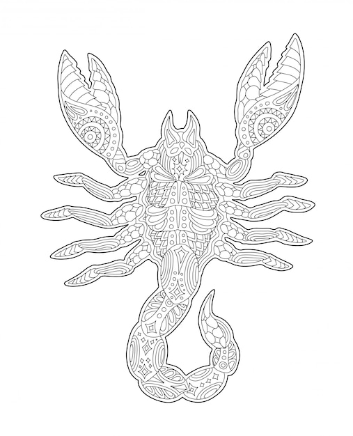 Premium vector coloring book page with zodiac symbol scorpio