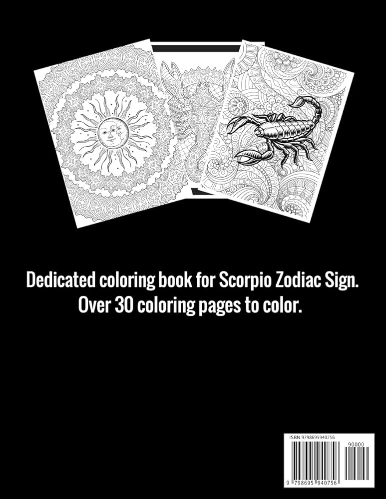 Astrology adult coloring book for scorpio dedicated coloring book for scorpio zodiac sign over coloring pages to color page kyle books