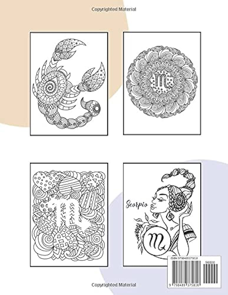 Scorpio coloring book astrology coloring book for scorpio zodiac sign with relaxing designs prints julie books