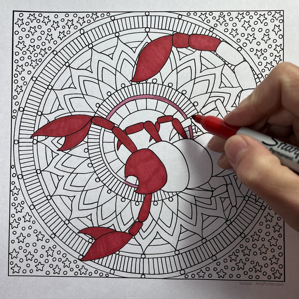 Scorpio downloadable coloring poster â amy fortier