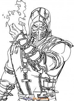 Scorpion mortal kombat coloring pages