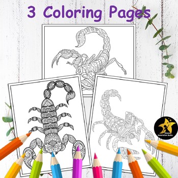 Scorpion zentangle coloring pages zen doodle coloring sheets march activities