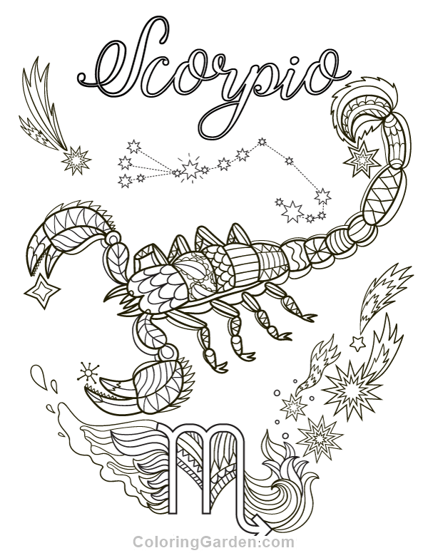 Free printable scorpio adult coloring page download it in pdf format at httpcoâ love coloring pages free adult coloring printables free adult coloring pages