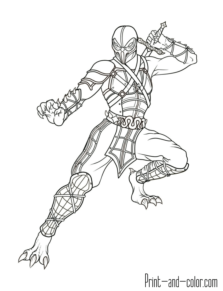 Mortal kombat coloring pages print and color