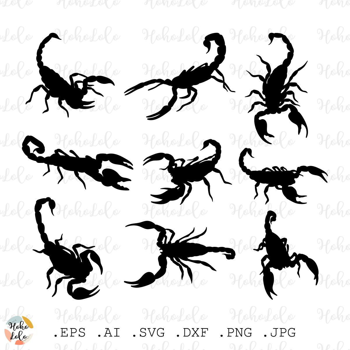 Scorpion svg silhouette stencil template cricut file png dxf