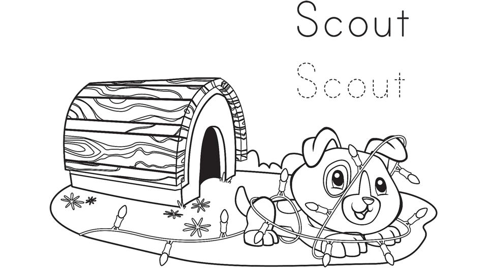 Scout deck the halls coloring page