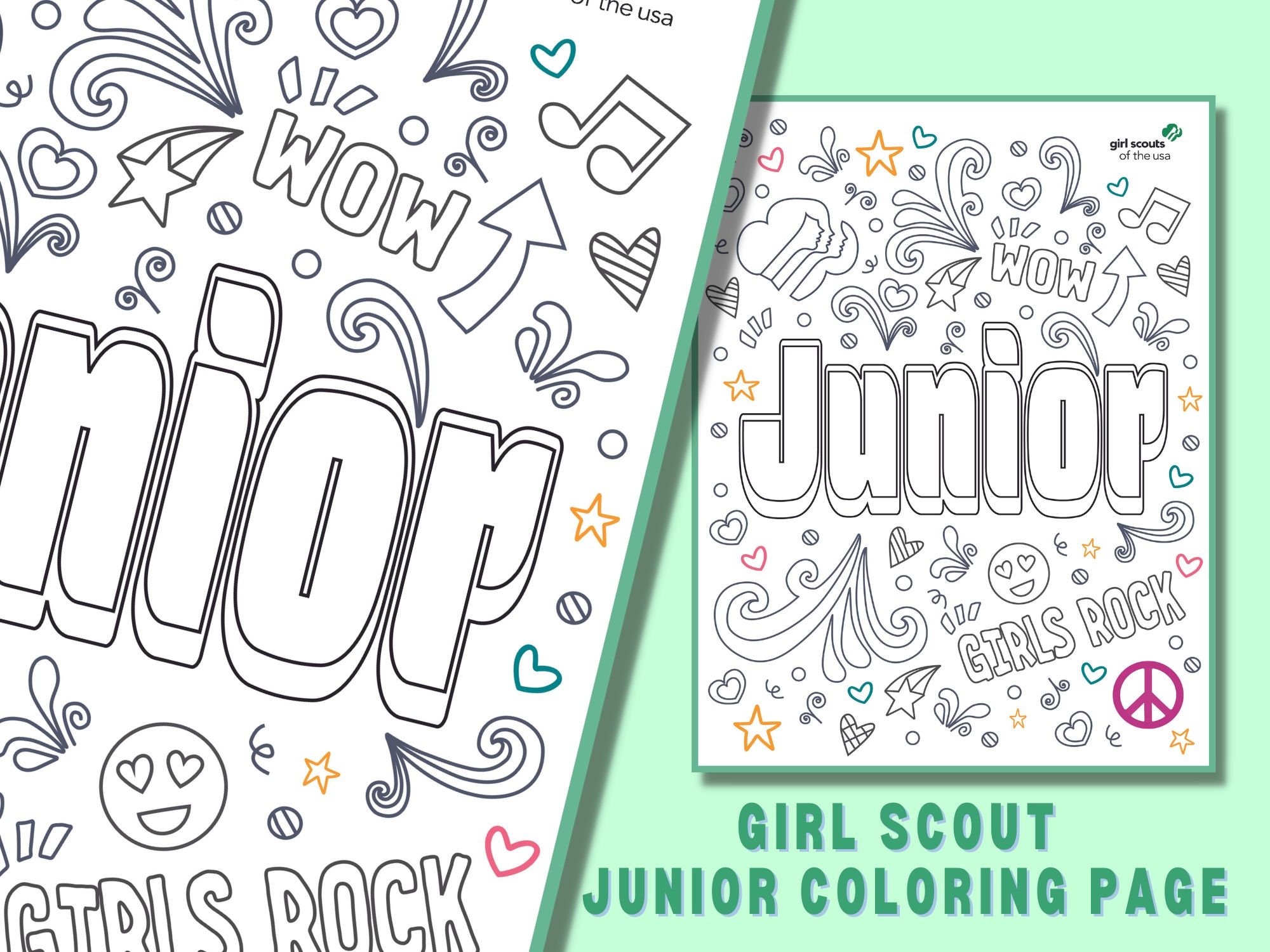 Girl scout junior coloring page instant download