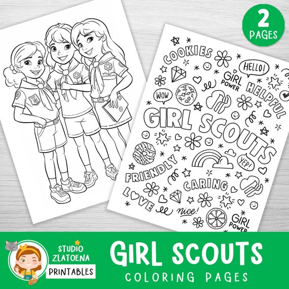 Girl scouts coloring pages girl scout coloring book cute scout coloring pages girl scout leader fun printables girl scout activity instant download