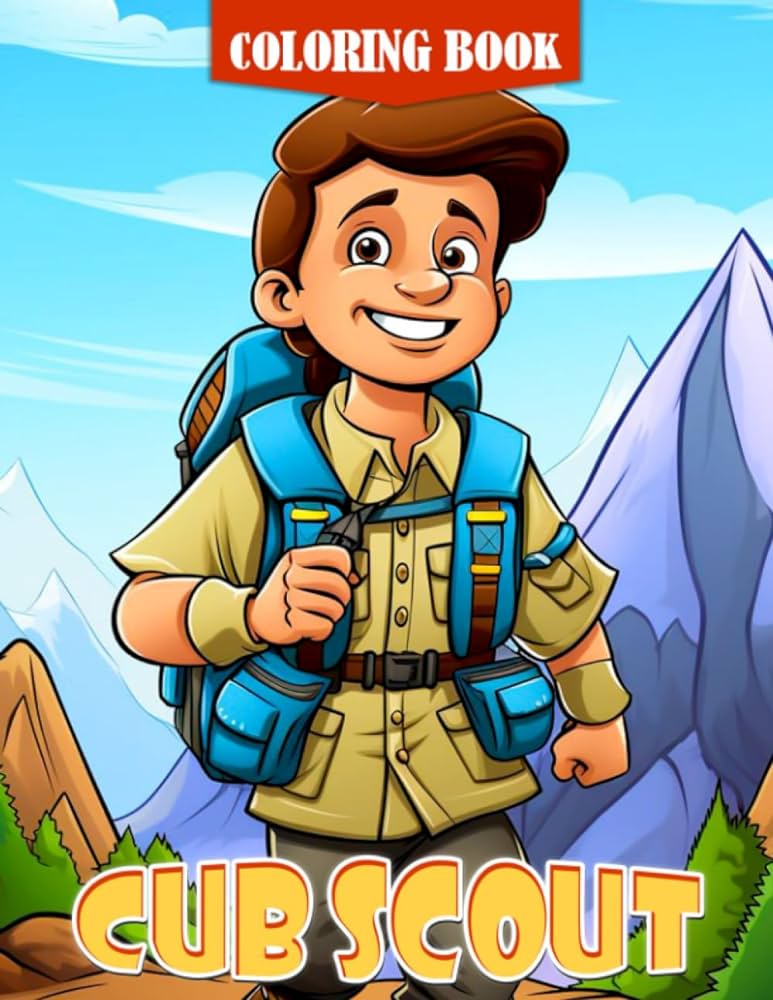 Cub scout coloring book cute coloring pages of scout kids mping hiking backpacking perfect gift for scouting lovers finley teddy books