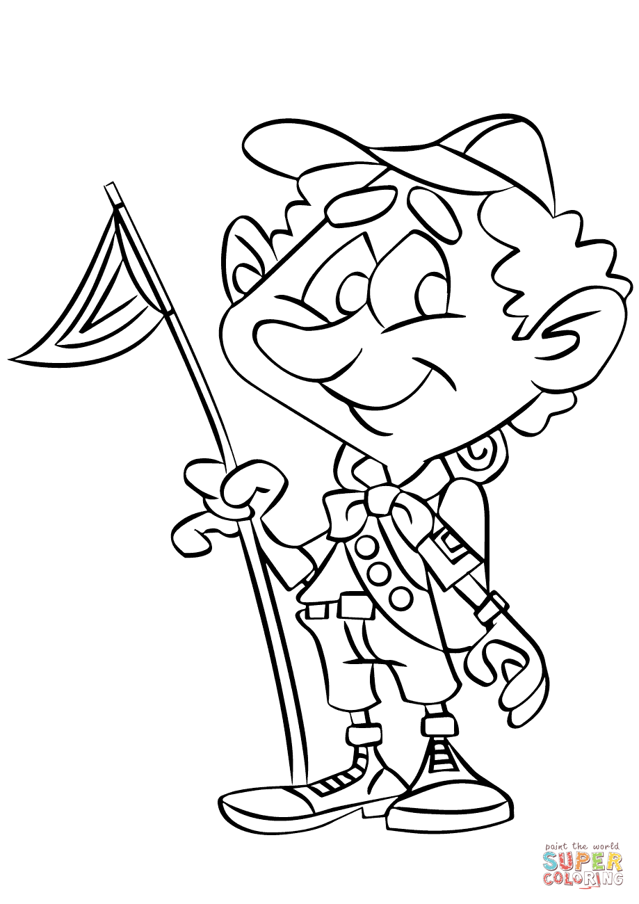 Boy scout on a camping trip coloring page free printable coloring pages