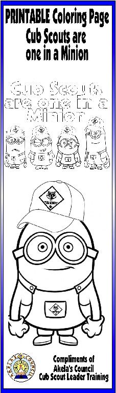 Cub scout minions printable coloring page from despicable me